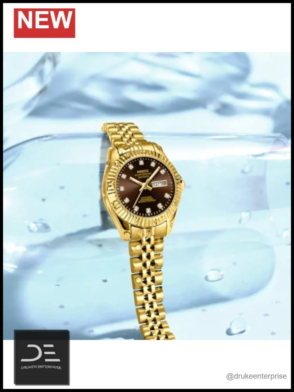 Stainless Steel Quartz Watch with Day-Date Display
